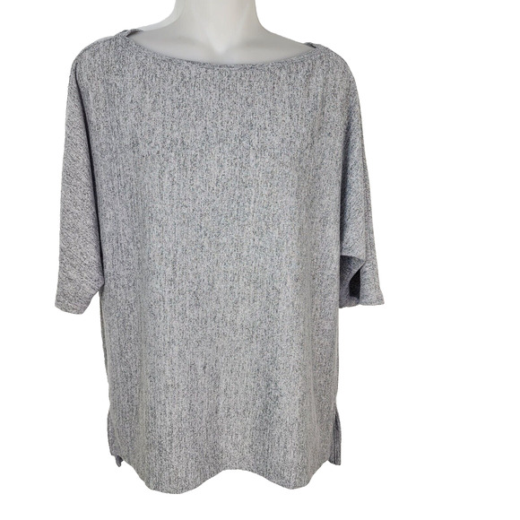 Banana Republic Women Top Small Luxespun Boat Neck Short Dolman Sleeve Gray Marl - Picture 1 of 10